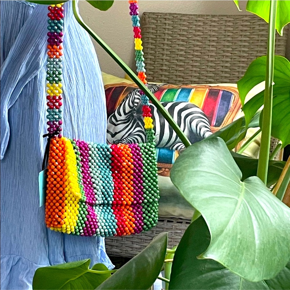 Cynthia Rowley Rainbow Beaded Vintage Inspired Crossbody Bag NWT pride purse